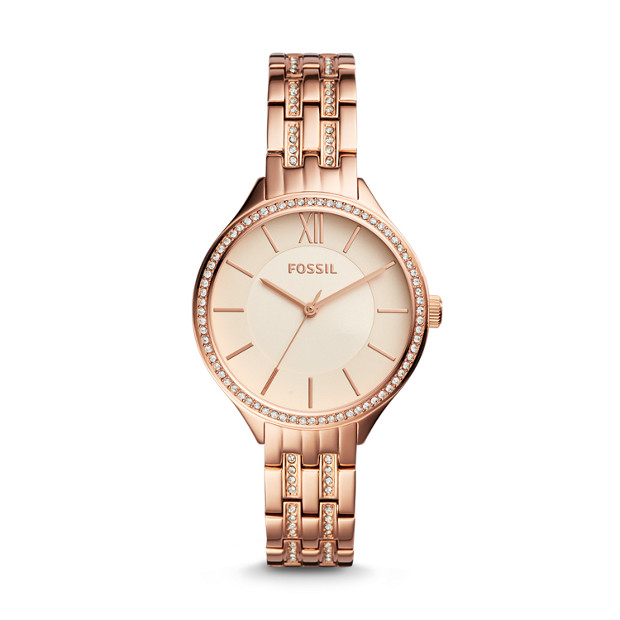 Suitor Three-Hand Rose Gold-Tone Stainless Steel Watch - Fossil