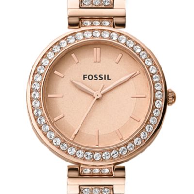 Montre Karli à trois aiguilles en acier inoxydable doré rose