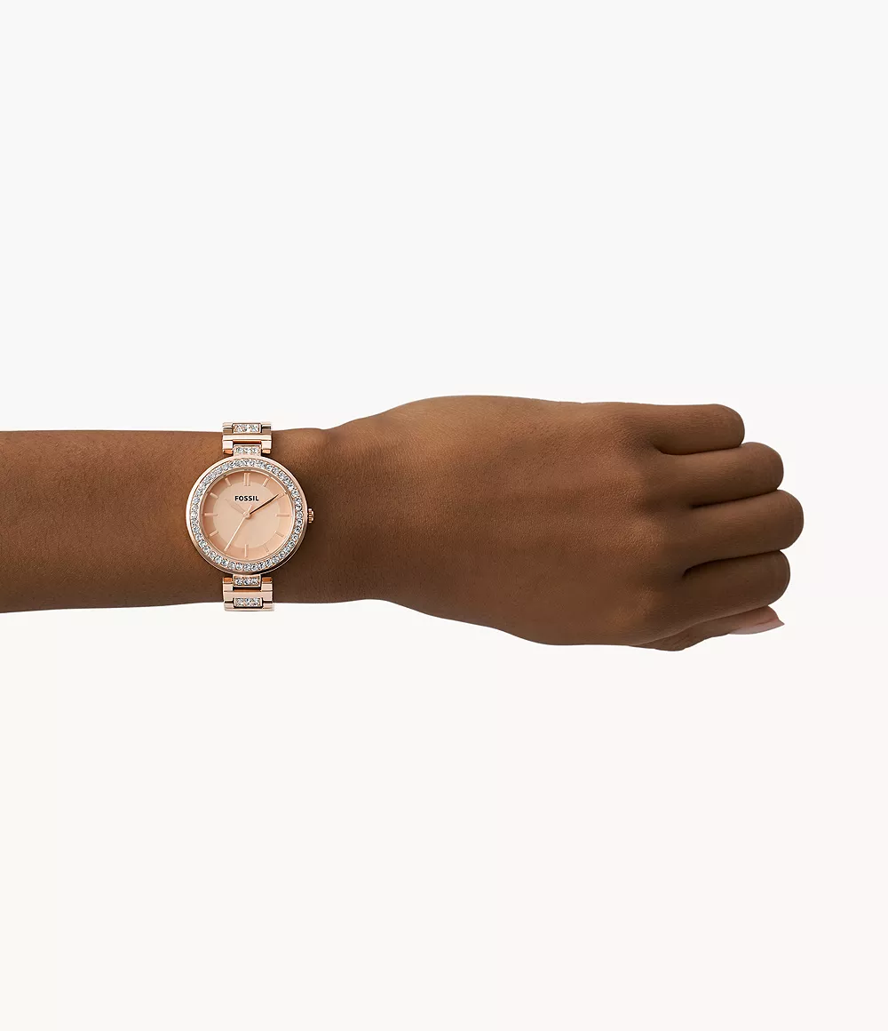 Karli Three-Hand Rose Gold-Tone Stainless Steel Watch