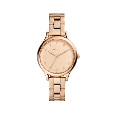 Laney Three-Hand Rose Gold-Tone Stainless Steel Watch - Fossil