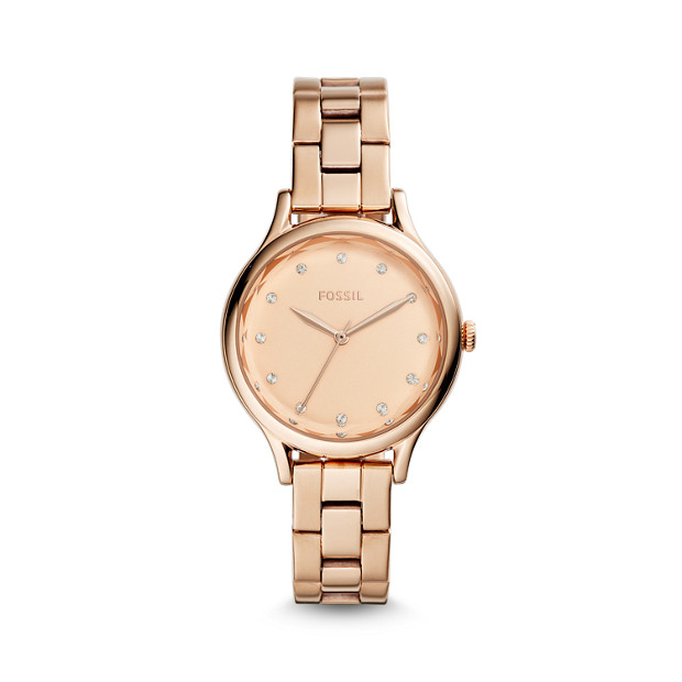 Laney Three-Hand Rose Gold-Tone Stainless Steel Watch - Fossil