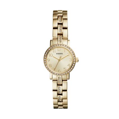 Shae Mini Three-Hand Gold-Tone Stainless Steel Watch - Fossil