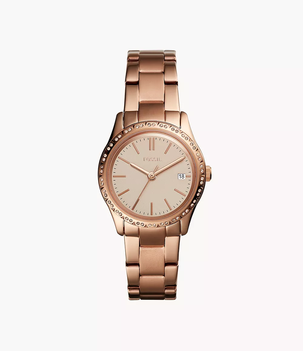 Adalyn Three-Hand Rose Gold-Tone Stainless Steel Watch Jewelry