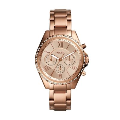 Modern Courier Chronograph Rose Gold-Tone Stainless Steel Watch - BQ3377 -  Fossil