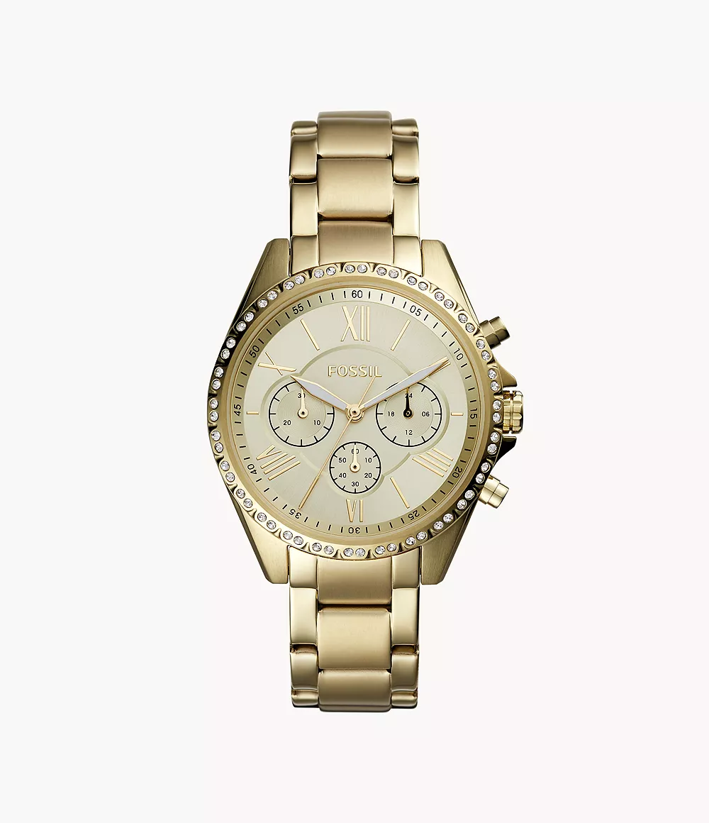 Modern Courier Chronograph Gold-Tone Stainless Steel Watch Jewelry
