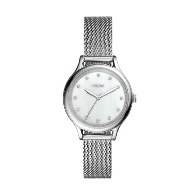 Fossil Outlet Women's Laney Three-Hand Stainless Steel Watch - Silver