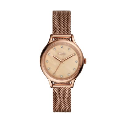 Fossil Outlet Women's Laney Three-Hand Rose-Gold-Tone Stainless Steel Watch - Rose Gold