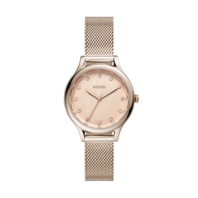 Laney Three-Hand Pastel Pink Stainless Steel Watch