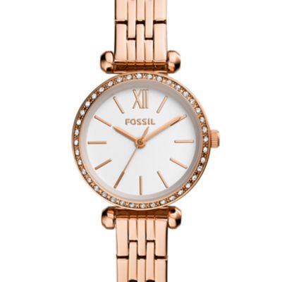 Montre Mini Tillie à trois aiguilles en acier inoxydable doré rose