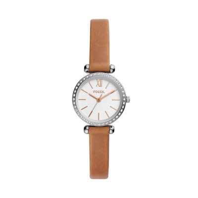 Tillie Mini Three-Hand Brown Leather Watch - Fossil