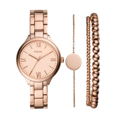 Women's fossil watch hot sale and bracelet gift set