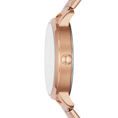 Lexie Luther Three Hand Rose Gold Tone Stainless Steel Watch