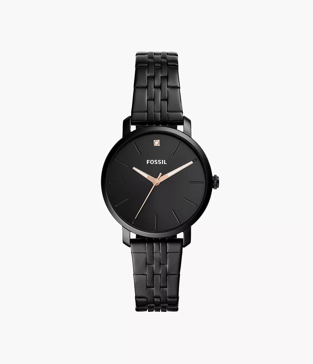 Lexie Luther Three-Hand Black Stainless Steel Watch - BQ3569 - Fossil