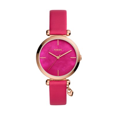 pink leather watch