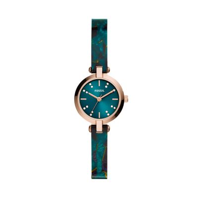 Kerrigan Mini Three Hand Teal Multi Coloured Acetate Watch