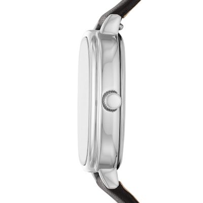Lyla Three Hand Date Black Leather Watch BQ3605 Fossil