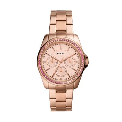 Janice Multifunction Rose Gold Tone Stainless Steel Watch BQ3611