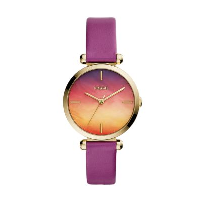 Tillie Three-Hand Purple Leather Watch
