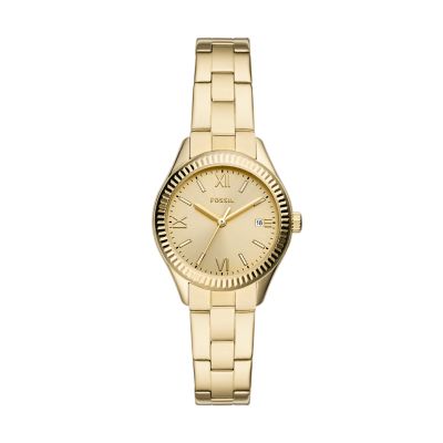 Fossil Outlet Women's Rye Three-Hand Date Gold-Tone Stainless Steel Watch - Gold