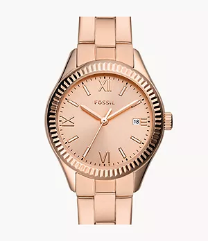 Rye Three-Hand Date Rose Gold-Tone Stainless Steel Watch