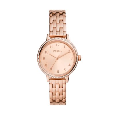 Dayle Three-Hand Rose Gold-Tone Stainless Steel Watch - BQ3886 - Fossil