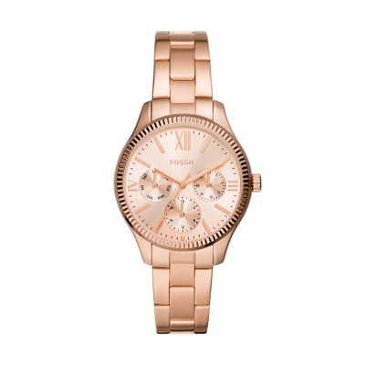 Fossil Outlet Uhr Rye Multifunktion Edelstahl roségoldfarben