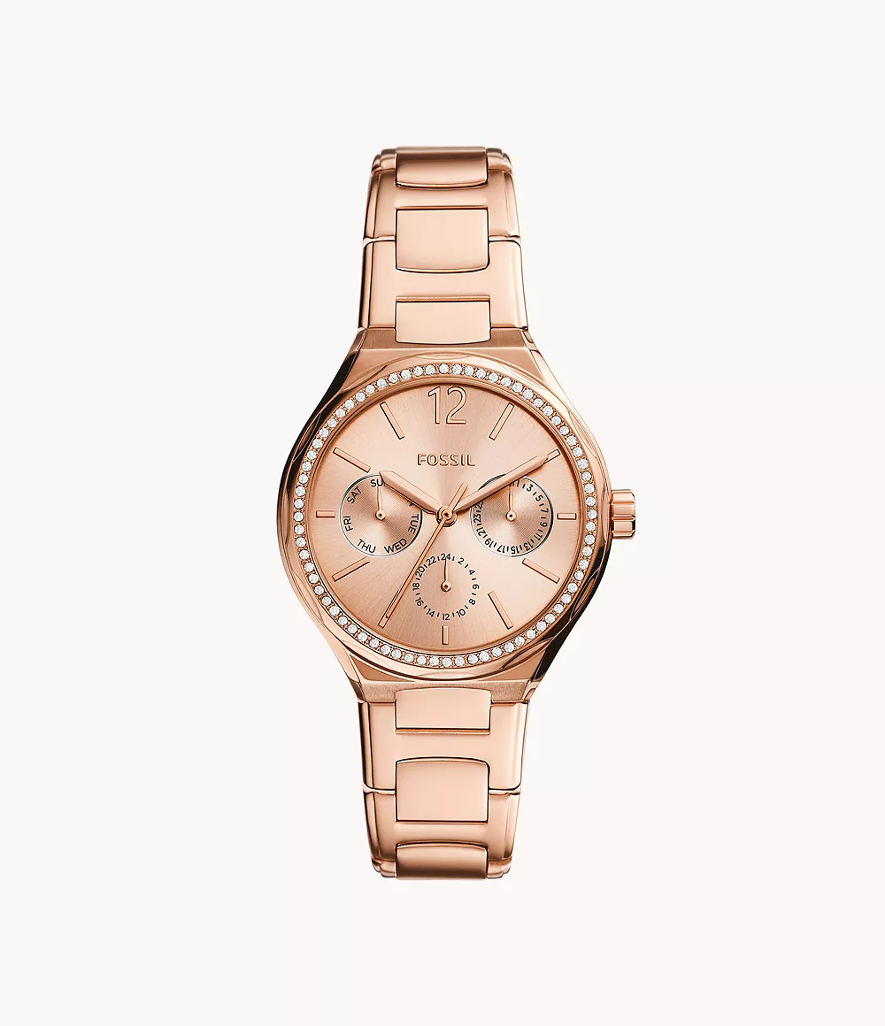 Image of Eevie Multifunction Rose Gold-Tone Stainless Steel Watch