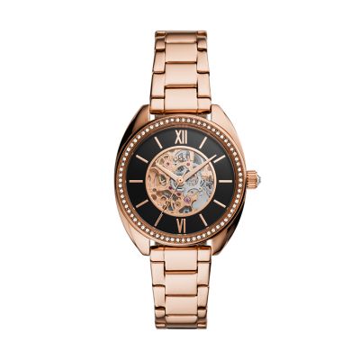 

Fossil Femmes Montre Vale automatique en acier inoxydable doré rose