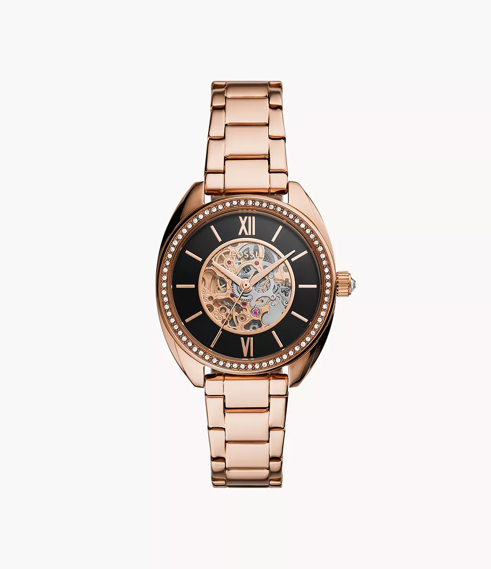 Bewolkt Ochtend Ster Vale Automatic Rose Gold-Tone Stainless Steel Watch - BQ3728 - Fossil