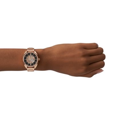 Fossil rose gold hot sale automatic watch