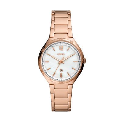 Fossil Women Ashtyn Three-Hand Date Rose Gold-Tone Stainless Steel Watch