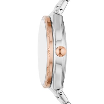 Armani Exchange Three-Hand Date Rose Gold-Tone Stainless Steel Watch