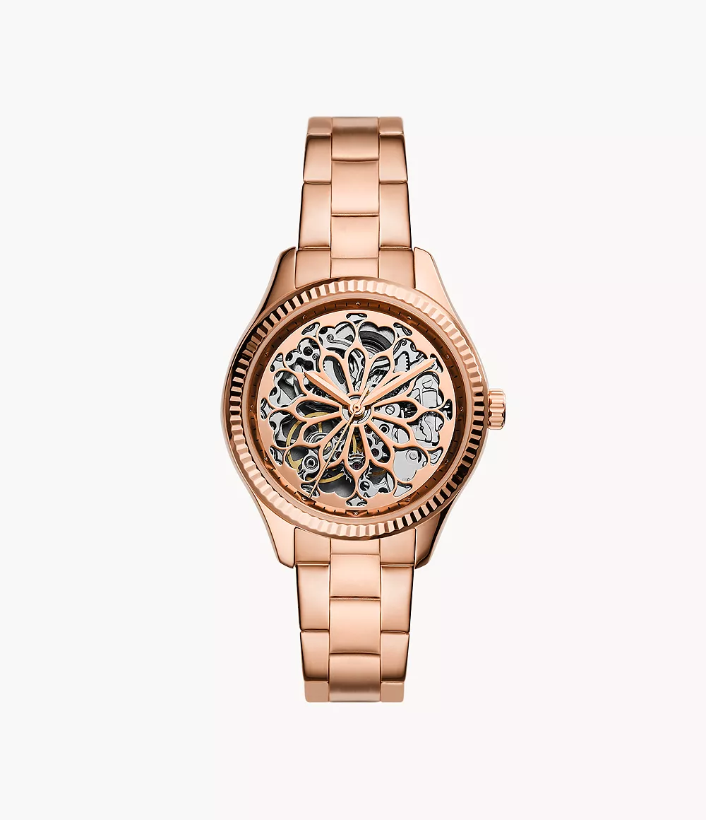 Behandeling Kaal atmosfeer Rye Automatic Rose Gold-Tone Stainless Steel Watch - BQ3754 - Fossil
