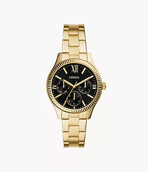 Reloj Rye de acero inoxidable en tono dorado con movimiento multifunción