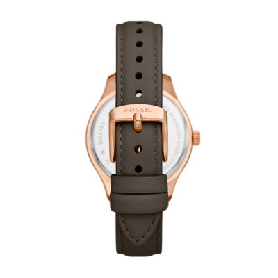 Rye Multifunction Gray Leather Watch BQ3764 Fossil