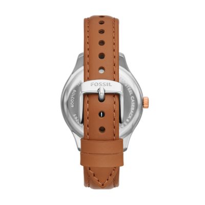 Janice multifunction discount tan leather watch