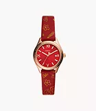 Uhr Rye 3-Zeiger-Werk Datum Leder rot