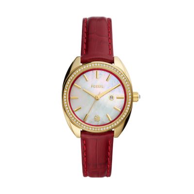 Fossil watch 2025 red strap