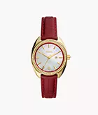 Vale Three-Hand Date Red Leather Watch