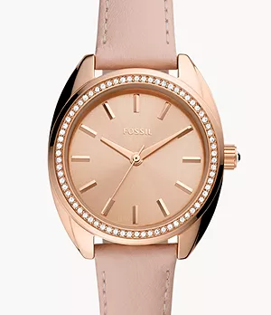 Vale Solar-Powered Pink Leather Watch
