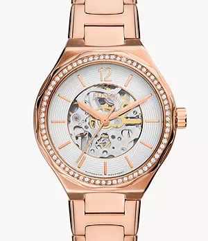 Eevie Automatic Rose Gold-Tone Stainless Steel Watch