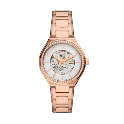 Fossil Outlet Women's Eevie Automatic Rose Gold-Tone Stainless Steel Watch - Rose Gold