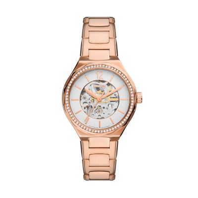 Eevie Automatic Rose Gold-Tone Stainless Steel Watch