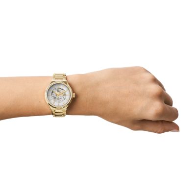 Uhr Eevie Automatikwerk Edelstahl goldfarben - BQ3782 - Fossil
