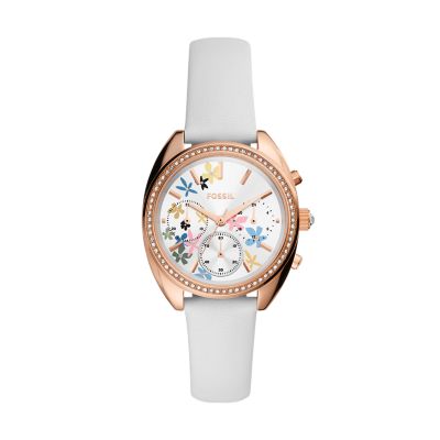 Fossil white leather on sale watch