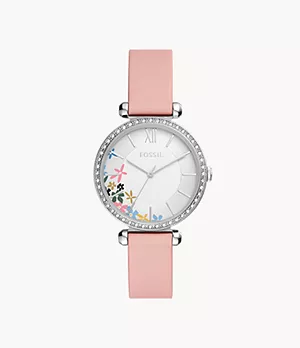 Reloj Tillie de piel rosa y con tres agujas