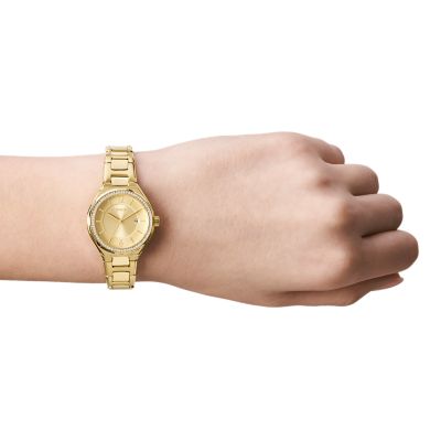 Eevie Three-Hand Date Gold-Tone Stainless Steel Watch