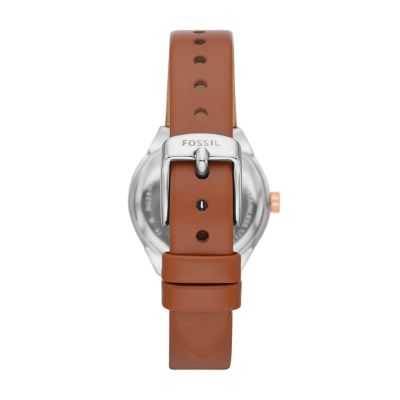 Eevie Three-Hand Date Brown Leather Watch - BQ3803 - Fossil