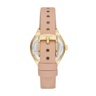 Eevie Three Hand Date Pink Leather Watch BQ3804 Fossil