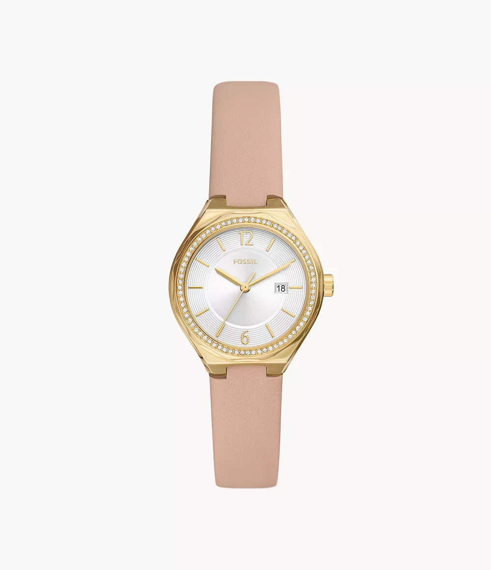 Eevie Three-Hand Date Pink Leather Watch
